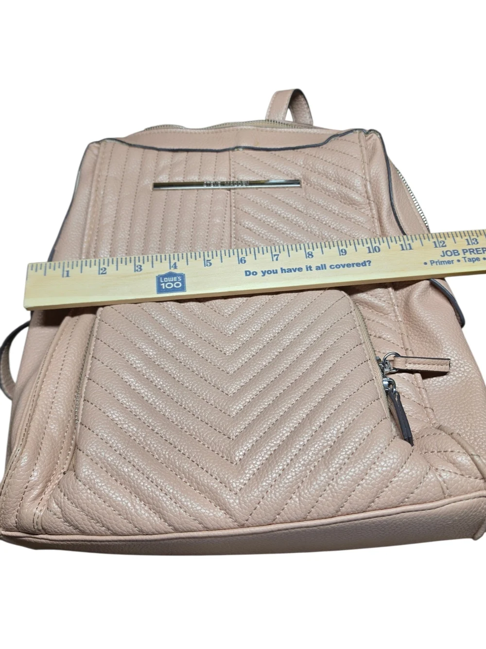 Steve Madden Blush Pink Quilted Backpack Purse Faux Leather Laptop Travel Bag